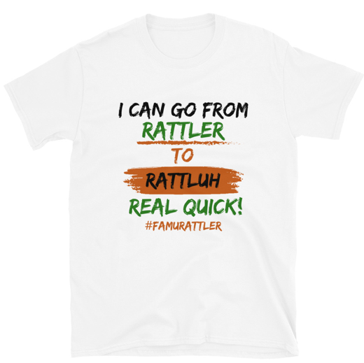 Rattler to Rattluh Real Quick Short-Sleeve T-Shirt (White)