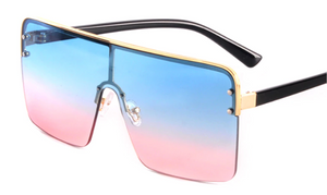 Blue & Pink Oversized Square Sunglasses