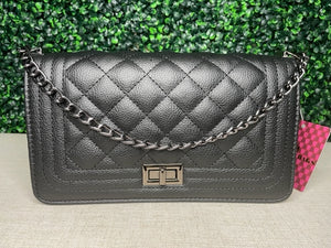 Onyx Leather Quilted Handbag