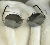 Silver (Double Rim) Cat Eye Sunglasses