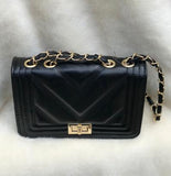 Faux Leather Quilted Cross-body Handbag