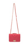 Coral Leather Quilted Handbag