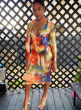 Multicolored Low-Cut Dress