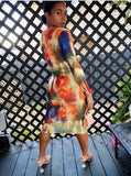 Multicolored Low-Cut Dress