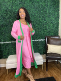 Plus Pink & Green Dress and Duster Set