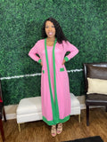 Plus Pink & Green Dress and Duster Set